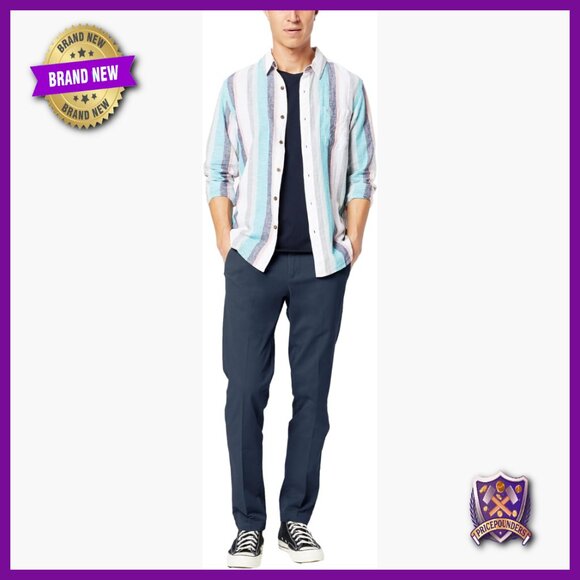 Slim Fit Stretch Chino Pants with 4-Way Flex for Work Comfort